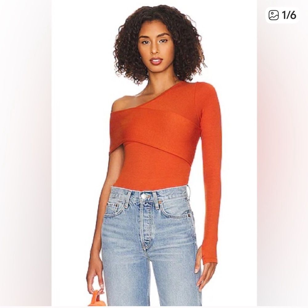 ALIX NYC One-Shoulder Orange Amber Bodysuit REVOLVE Size Small